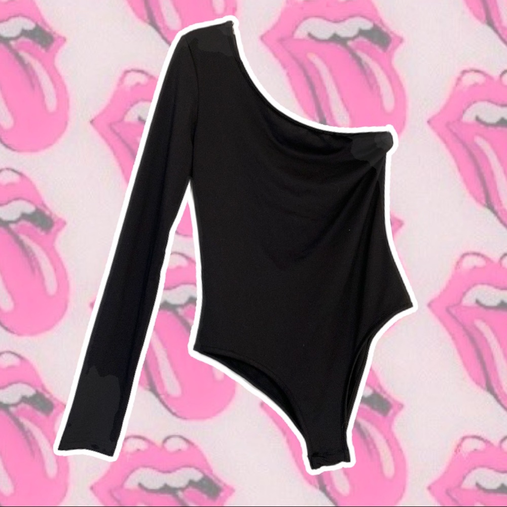 Black One Shoulder Body Suit